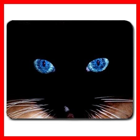 Black Cat Blue Eyes Cool Fan Mouse Pad MousePad Mat 057