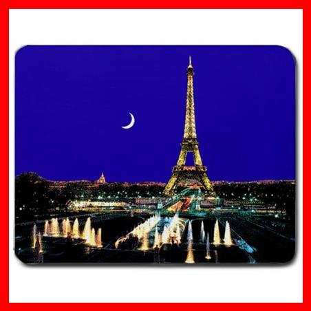 Paris Night Eiffel Tower Moon Mouse Pad MousePad Mat 069