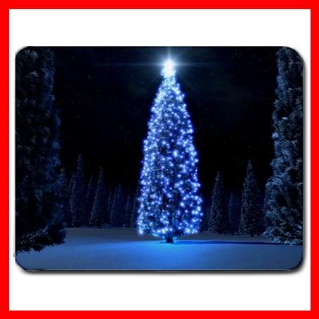 Blue Christmas Tree Light Mouse Pad MousePad Mat 080