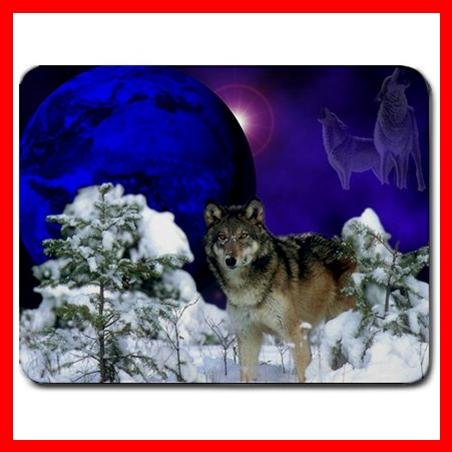 Grey Wolf Moon Snow Animal Mouse Pad MousePad Mat 104