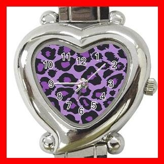 Purple Leopard Skin Print Hobby Italian Charm Wrist Watch 010