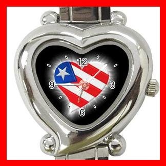AMERICAN FLAG HEART Patriotic Hobby Italian Charm Wrist Watch 032