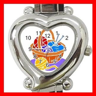 KNITTING LIAYARN NEEDLES CRAFTS Italian Charm Wrist Watch 045