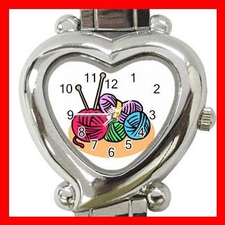 KNITTING LIAYARN NEEDLES CRAFTS Italian Charm Wrist Watch 051