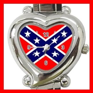 Rebel Confederate Flag Italian Charm Wrist Watch 108