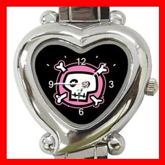 Pink Skull Hobby Heart Italian Charm Wrist Watch 113