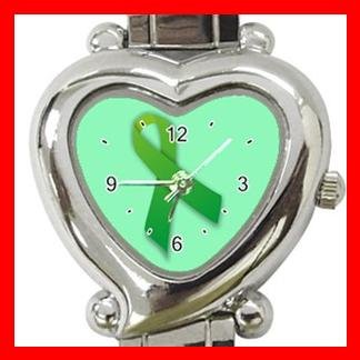 Green Ribbon Heart Italian Charm Wrist Watch 135