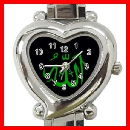ALLAH GOD ISLAMIC Green Arabic Heart Italian Charm Wrist Watch 137