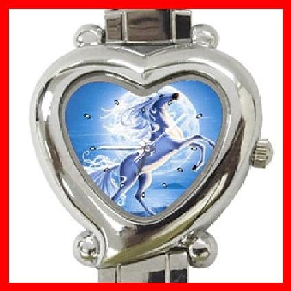 UNICORN AND MOON Flying Myth Heart Italian Charm Wrist Watch 150