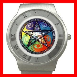 WICCAN PENTACLE Stainless Steel Wrist Watch Unisex 001