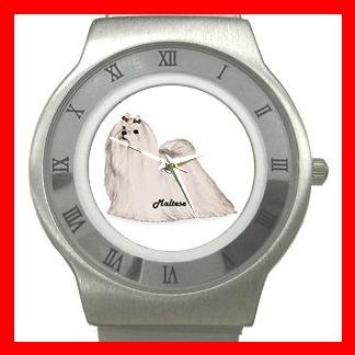 Maltese Dog Pet Animal Stainless Steel Wrist Watch Unisex 006