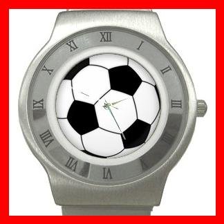 Sport Soccer Ball Game Stainless Steel Wrist Watch Unisex 008