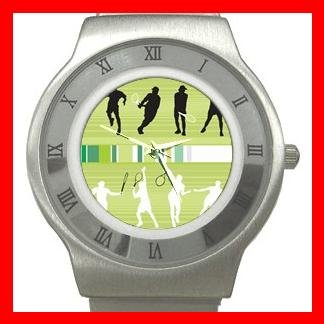 Tennis Playing Sports Game Stainless Steel Wrist Watch Unisex 029