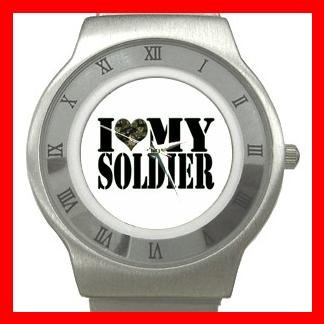 I Love My Soldier Army Stainless Steel Wrist Watch Unisex 032