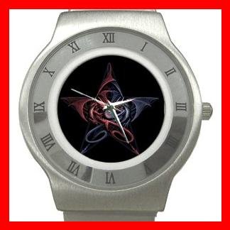 Wicca Pentagram Dragons Myth Stainless Steel Wrist Watch Unisex 034