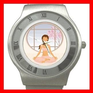Yoga Girl Gym Sports Game Stainless Steel Wrist Watch Unisex 036