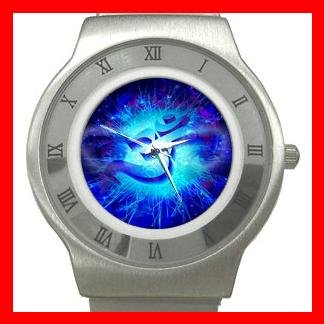OM Symbol Blue Infinity Stainless Steel Wrist Watch Unisex 038