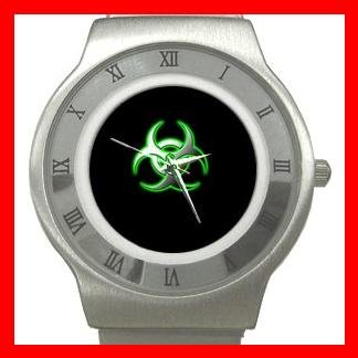 Biohazard Bio Hazard Green Stainless Steel Wrist Watch Unisex 049