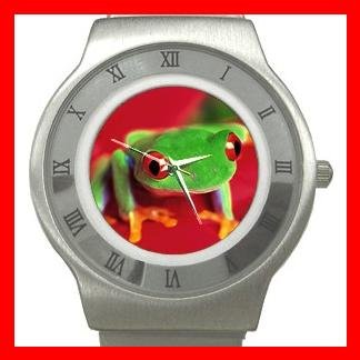 Red Eye Tree Frog Stainless Steel Wrist Watch Unisex 063