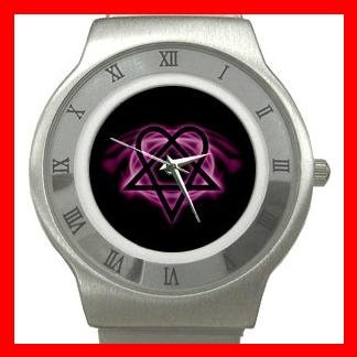 Pink Heartagram Hobby Fun Stainless Steel Wrist Watch Unisex 069