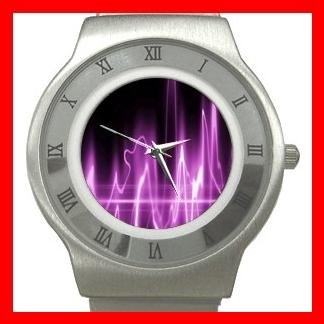 Wave Purple Light Fun Stainless Steel Wrist Watch Unisex 071