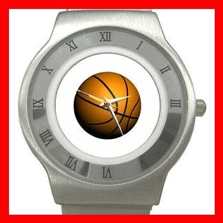 Basketball Ball Sport Game Hobby Fun Stainless Steel Wrist Watch Unisex 073