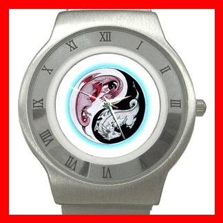Yin Yang Chinese Dragons Stainless Steel Wrist Watch Unisex 074