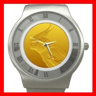 Cockatiel Diamond Eye Stainless Steel Wrist Watch Unisex 085