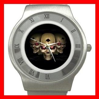 Skull Skeleton Goth Hobby Stainless Steel Wrist Watch Unisex 093