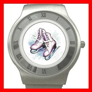 Ice Skating Sports Game Fun Stainless Steel Wrist Watch Unisex 096