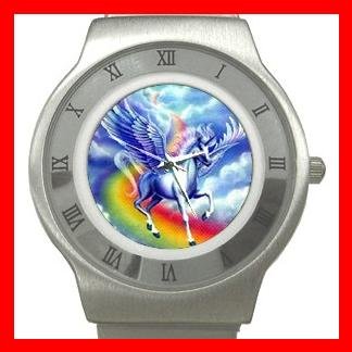 Flying Unicorn Myth Fantasy Stainless Steel Wrist Watch Unisex 102