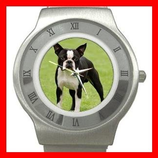 Boston Terrier Dog Pet Animal Stainless Steel Wrist Watch Unisex 103