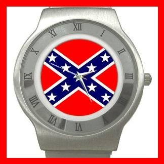 Rebel Confederate Flag Stainless Steel Wrist Watch Unisex 108