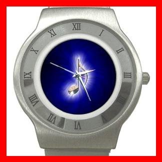 Blue Music Note Magic Stainless Steel Wrist Watch Unisex 110