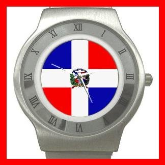 New Dominican Republic Flag Patriotic Stainless Steel Wrist Watch Unisex 117