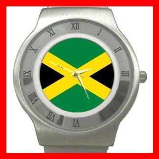 Jamaican Flag Patriotic Stainless Steel Wrist Watch Unisex 124