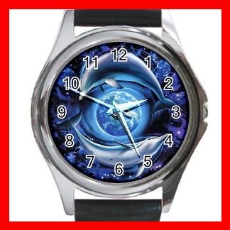 Dolphins Flying Earth Metal Wrist Watch Unisex 021