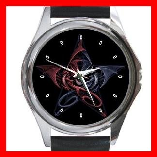 Wicca Pentagram Dragons Metal Wrist Watch Unisex 022
