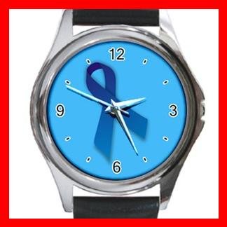 Blue Ribbon Round Metal Wrist Watch Unisex 033