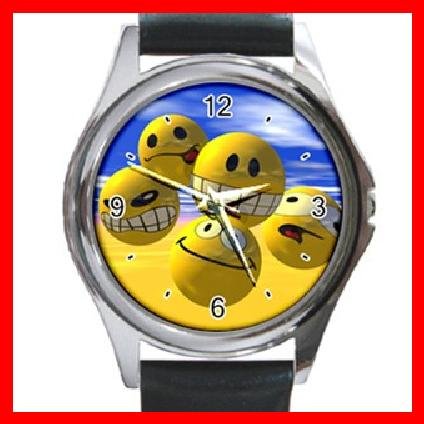 Cool! Always Happy Smiley Round Metal Wrist Watch Unisex 047