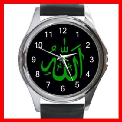 Allah Green God ISLAMIC Round Metal Wrist Watch Unisex 049