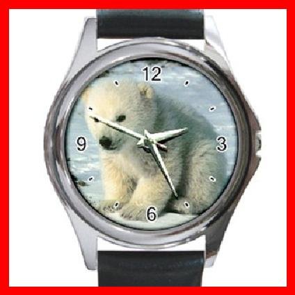 Polar Bear Sitting On Snow Round Metal Wrist Watch Unisex 052