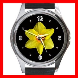 DAFFODIL Yellow Flower Round Metal Wrist Watch Unisex 062