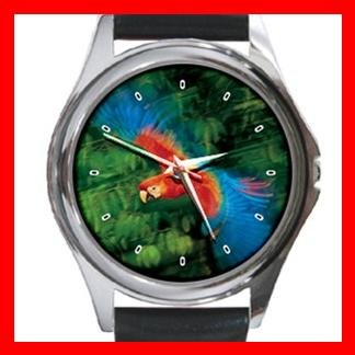 Parrot Flying Bird Round Metal Wrist Watch Unisex 066