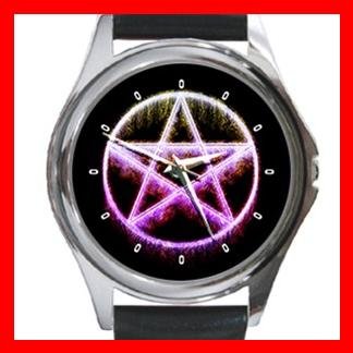 Wicca Pentagram Hobby Fun Round Metal Wrist Watch Unisex 069