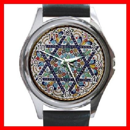 Star Of David Round Metal Wrist Watch Unisex 108
