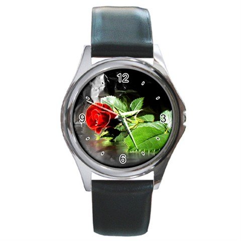 Red Rose Flower Round Metal Wrist Watch Unisex 116