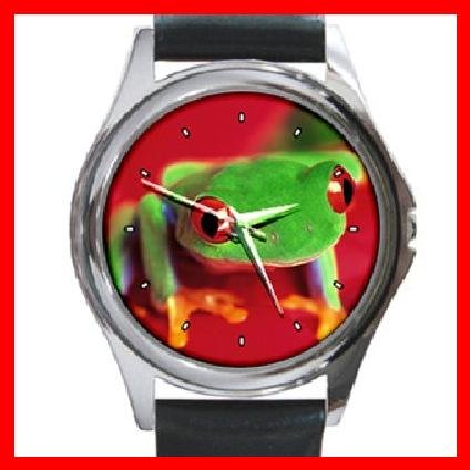 Red Eye Tree Frog Round Metal Wrist Watch Unisex 117