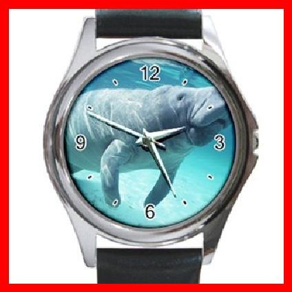 Cool Manatee Sea Water Round Metal Wrist Watch Unisex 121