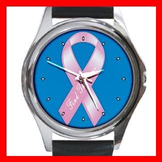 Breast Cancer Ribbon Round Metal Wrist Watch Unisex 122